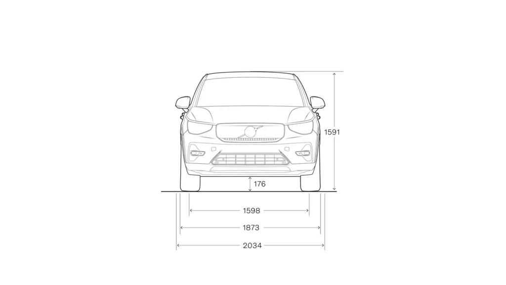 Volvo-c40-dimensions-extérieur-Face avant