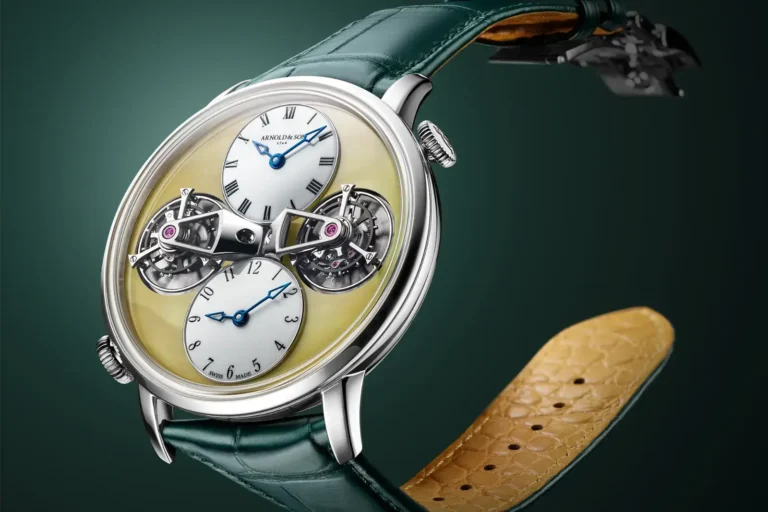 Double Tourbillon en Or Blanc d’Arnold & Son, édition Ambre, la splendeur baltique incarnée dans l’horlogerie