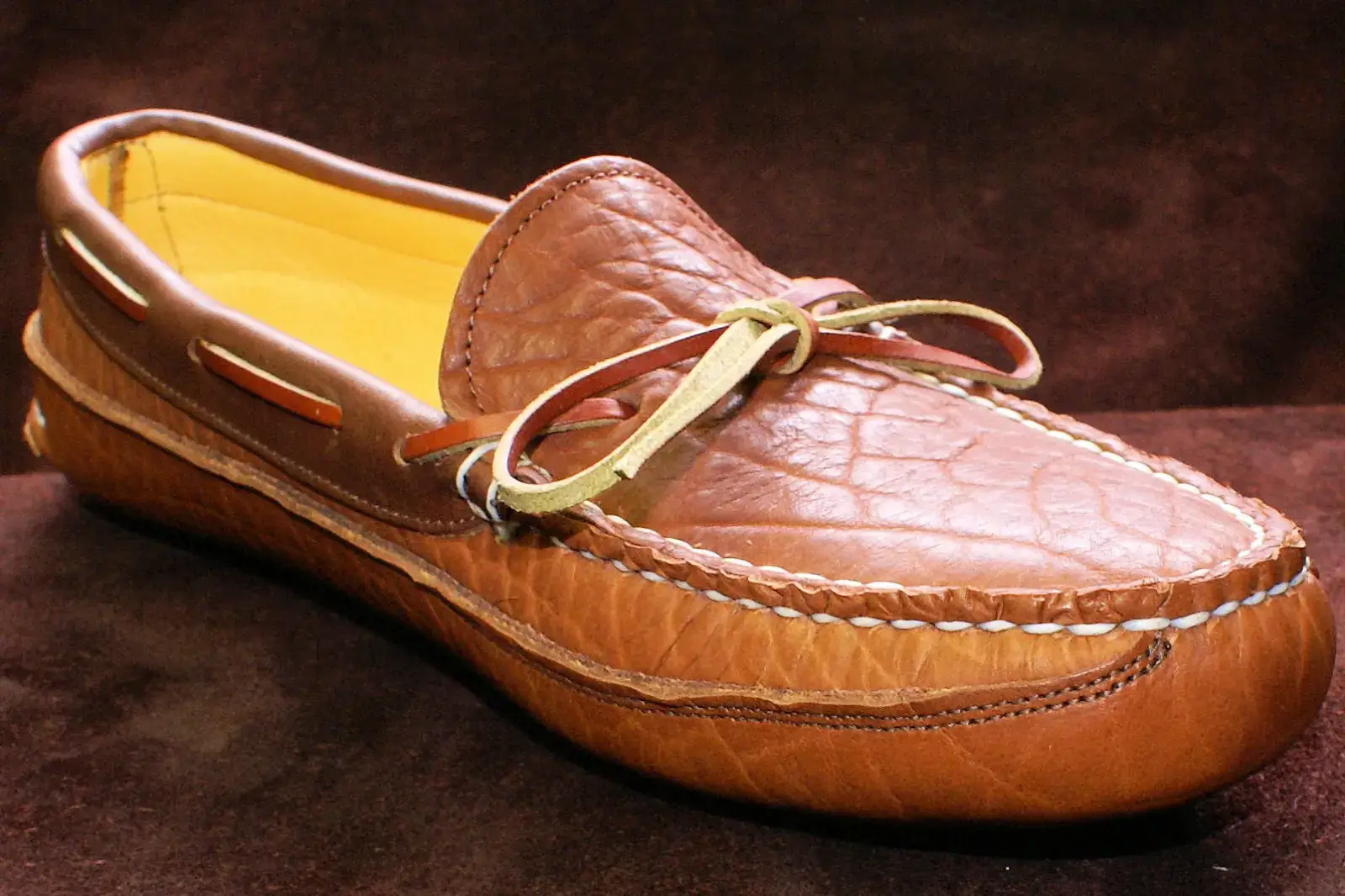 Handmade Buffalo Hide Triple Sole Canoe Moc in Tobacco