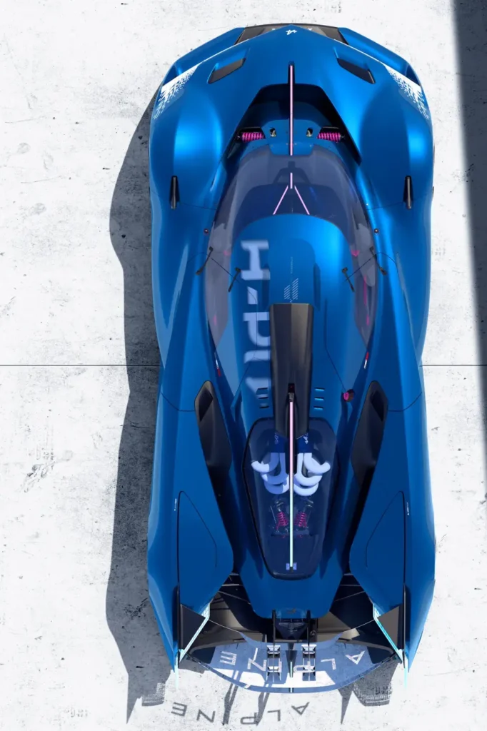 Hypercar Alpine hydrogen Alpenglow Hy6 Moteur Thermique 6 Cylindres Hydrogène-aériène-toit-arrière