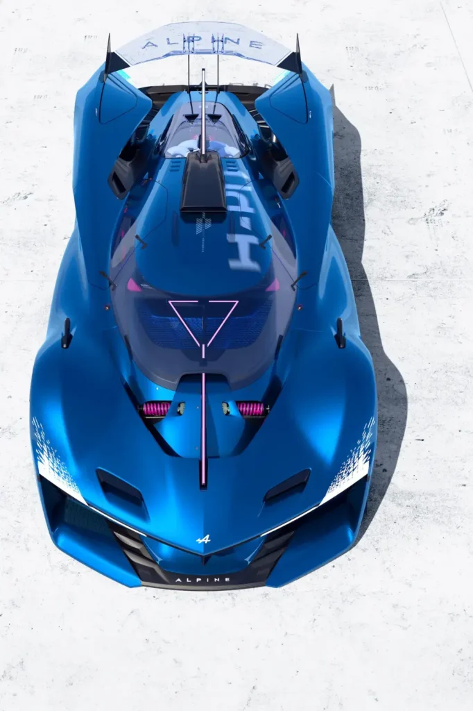 Hypercar Alpine hydrogen Alpenglow Hy6 Moteur Thermique 6 Cylindres Hydrogène -aérienne-avant