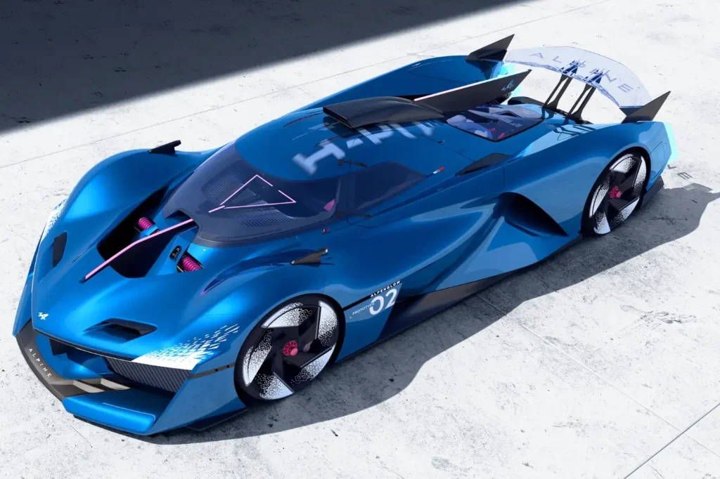 Hypercar Alpine hydrogen Alpenglow Hy6 Moteur Thermique 6 Cylindres Hydrogène-extérieur-aérienne-coté