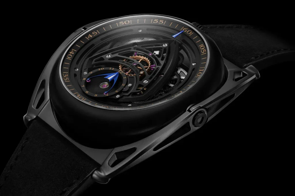 Swizz Beatz - montre réversible De Bethune - Season 3 - montre noire DB Kind of Two GMT-gros plan de 3-4