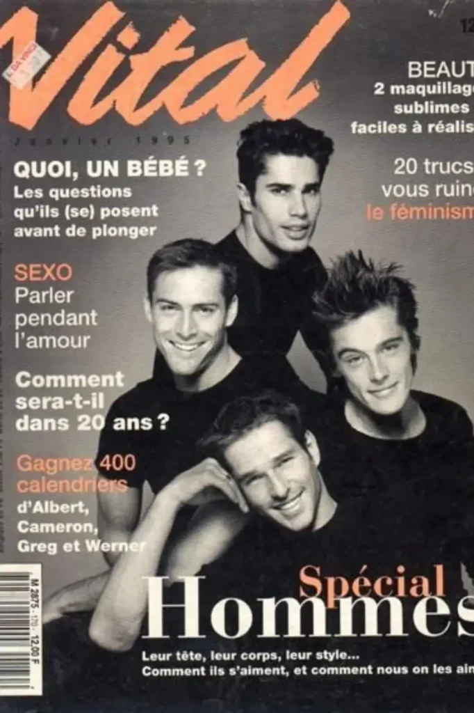 Greg Hansen Greg Hansen - Mannequin - Cover Magazine Vital avec les mannequins légendaires des années 90-Werner Schreyer-Cameron Alborzian-Albert Delègue