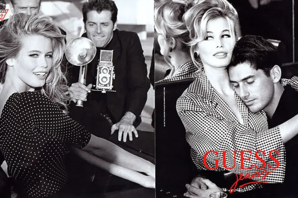 1990 Guess Jeans Claudia Schiffer Ellen von Unwerth George Marciano MAGAZINE AD