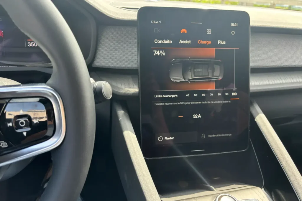 Essai Polestar 2 dual moteur 2025-réglage charge charge