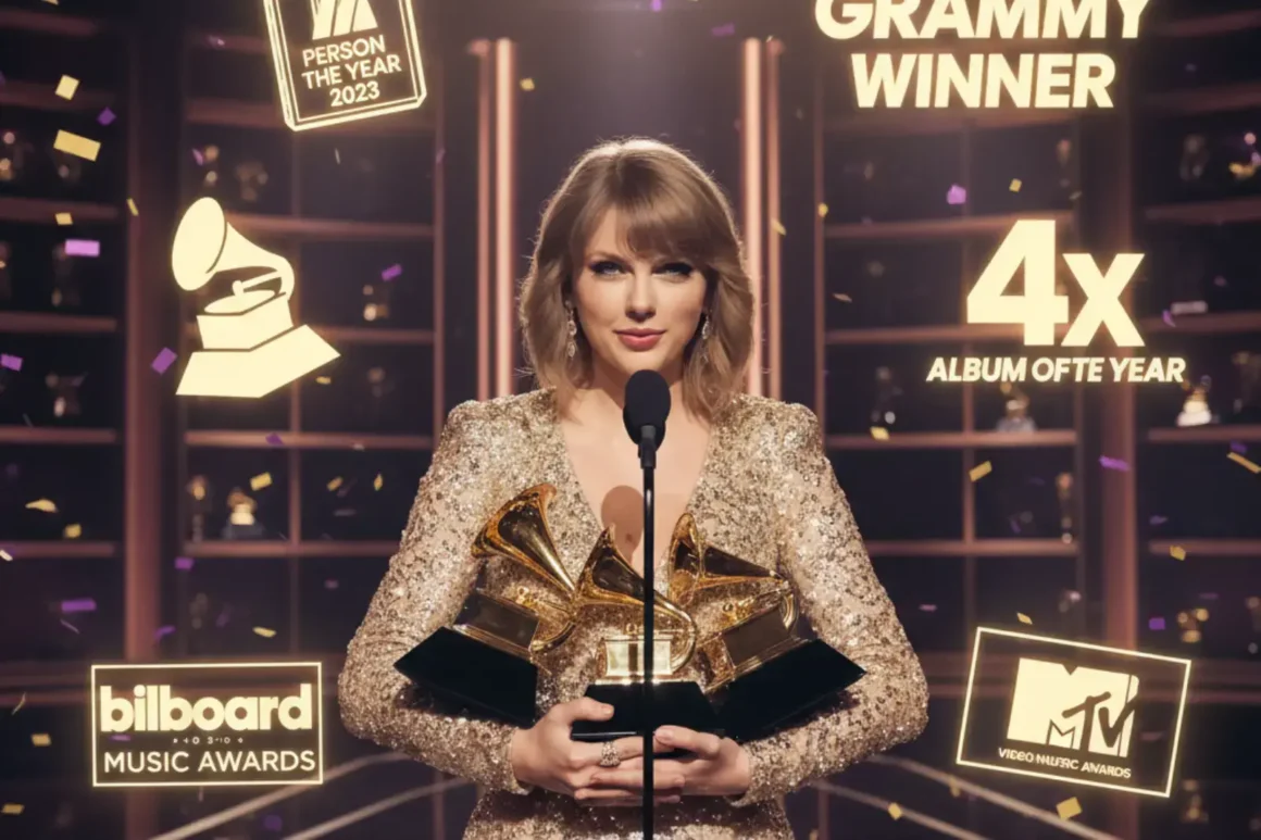 Taylor Swift avec tous ses trophés-Grammys Awards