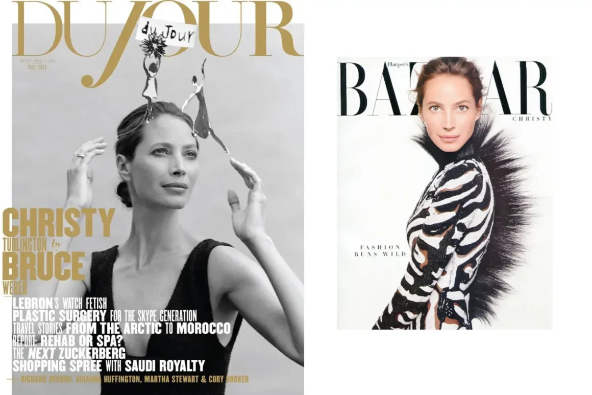 Christy-Turlington-Dujour-September-Magazine-2012 Cover---Christy-Turlington-Harper's-Bazaar-cover-pièce-zebré-n_b