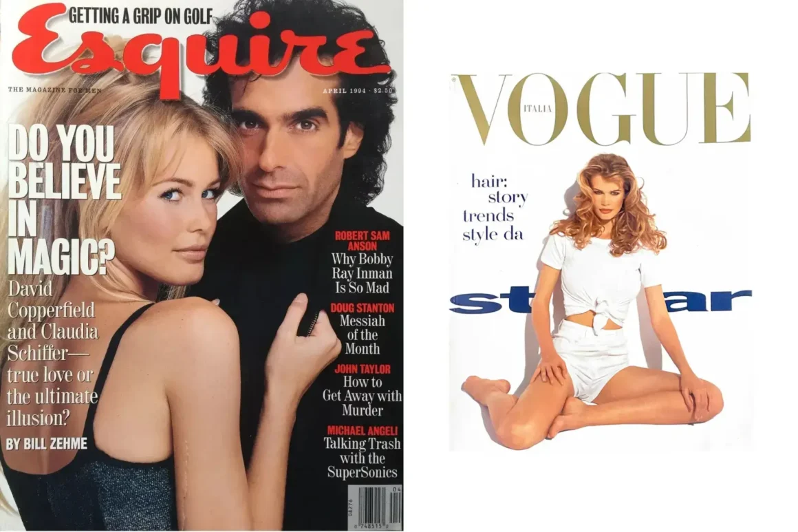Claudia Schiffer-David Copperfield-Esquire-magazine-cover --Vogue_Italia_Hair_Supplement_1992_Claudia_Schiffer-Ultra-Top-Model-mannequin-légendaire-femme-1990