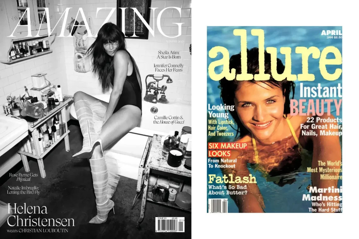 Helena_Christensen-AMAZING-MAGAZINE-cover--PAGE_DROITE--Helena Christensen-Allure-Magazine - April-1996. Helena Christensen-cover-portrait-piscine
