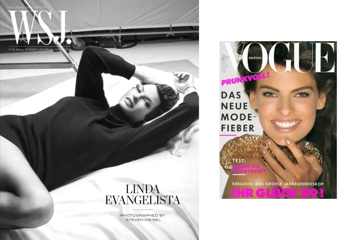 Linda-Evangelista-WSJ.-Magazine-Fall-2023-Steven-Meisel--Linda-Evangelista-jeune-German-Vogue-cover-1989-Ultra-Top-Model-mannequin-légendaire-femme-1990