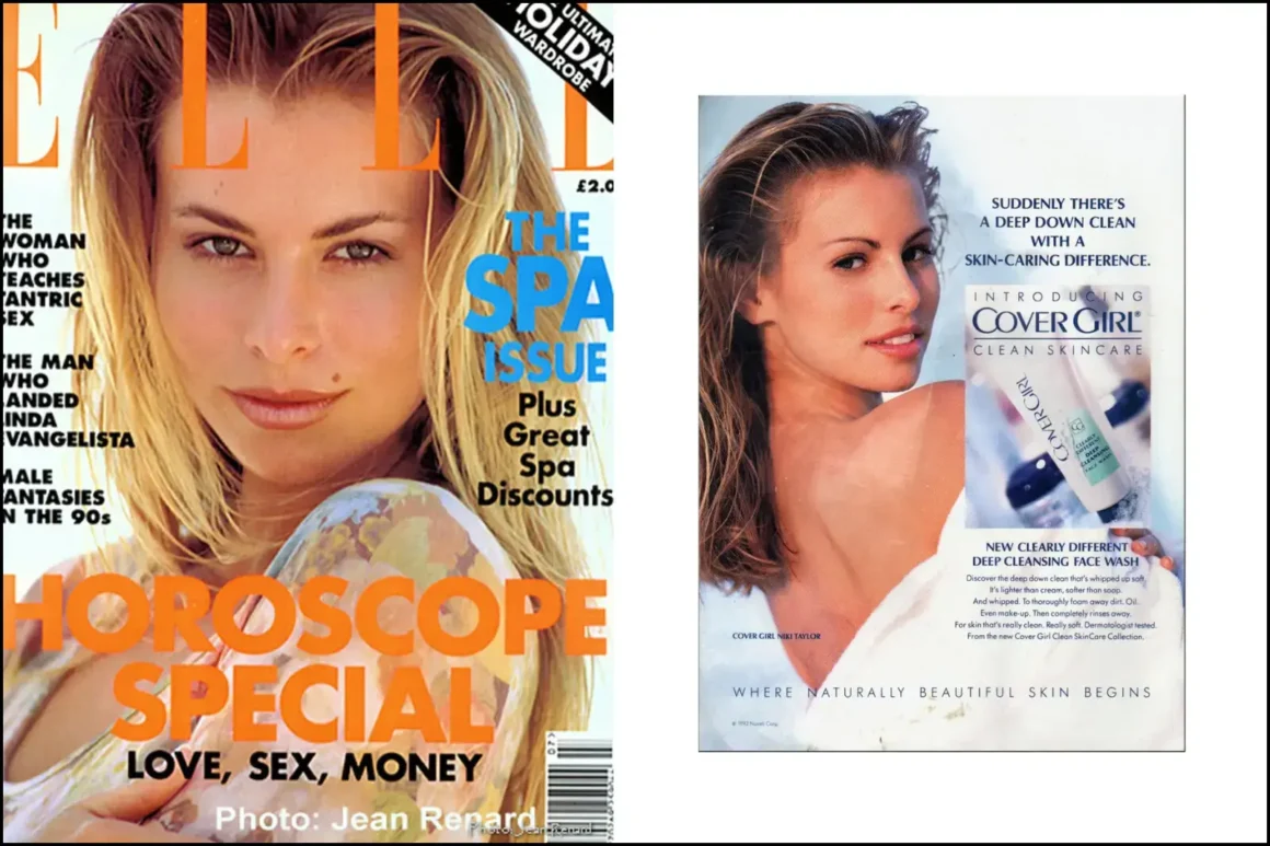 Niki Taylor- Elle-Magazine-cover-Photographe-Jean Renard--1993 Vintage ad Covergirl Skincare with model Niki Taylor photo 12.25.22