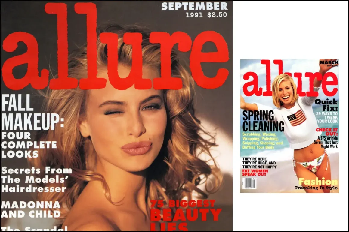 Niki Taylor-jeune-Allure-1991-09--Allure Magazine - cover- March-1996. Niki Taylor cover. Theresa Randle, Elizabeth Dane, Andy Warhol, Body Spring Cleaning, Fat Women Speak Out, Wrinkle