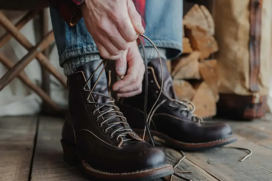 White's Boots - homme qui fait ses lacet