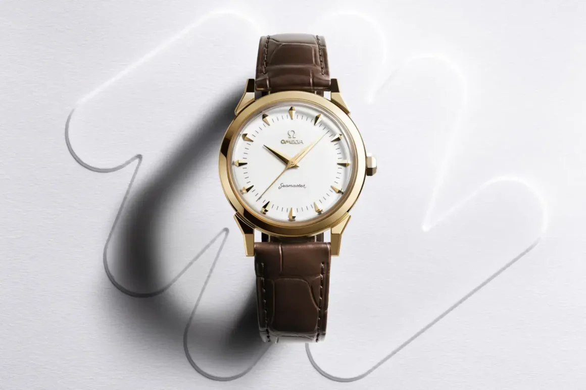 Omega lance une nouvelle Speedmaster 38 mm JO Milan-Cortina 2026-montre or-homme-bracelet cuir brun