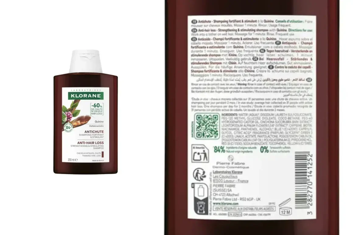 Klorane antichute homme flacon - face arrière - produit